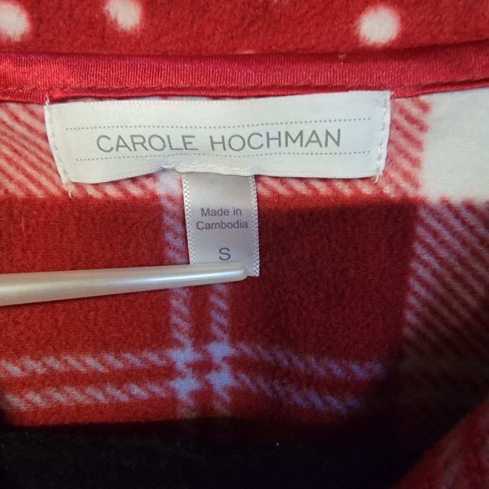 Women's Fleece Pajama Set with Polka Dot Trim In Red Plaid Size Small - Picture 6 of 12